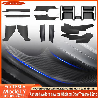 Tesla Model Y and YL Juniper 2025–2026 Door Sill Protectors – ABS Front and Rear Anti-Kick Threshold Guard Strips, Waterproof Pads