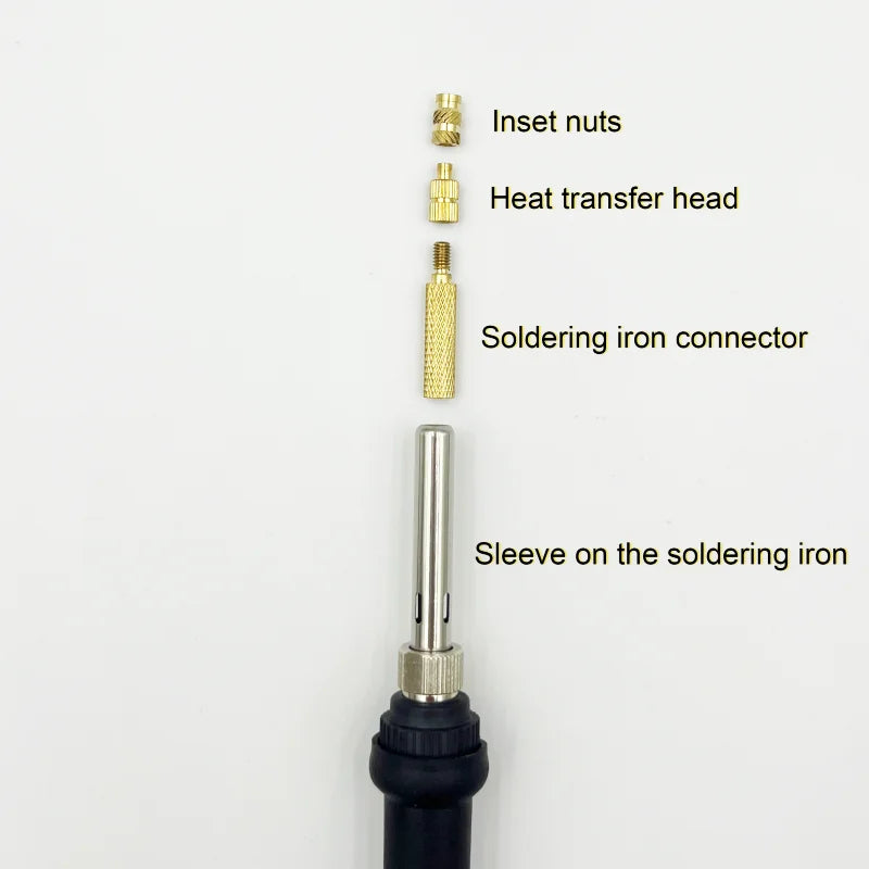 Heat Set Insert Kit for 3D Printing – M2–M6 Brass Threaded Nuts & Soldering Iron Tip for Plastic Insertion