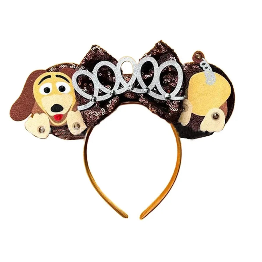 Mickey Mouse Ears Headband with Bow – Sequin Candy Cosplay Costume Party Accessory for Girls & Women, Christmas Gift