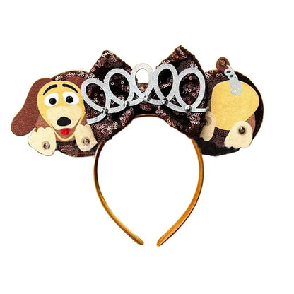 Mickey Mouse Ears Headband with Bow – Sequin Candy Cosplay Costume Party Accessory for Girls & Women, Christmas Gift