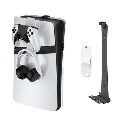 Steel Wall Mount Bracket for PS5 Slim – Stable Metal Wall Stand with Controller & Headphone Holder P5227