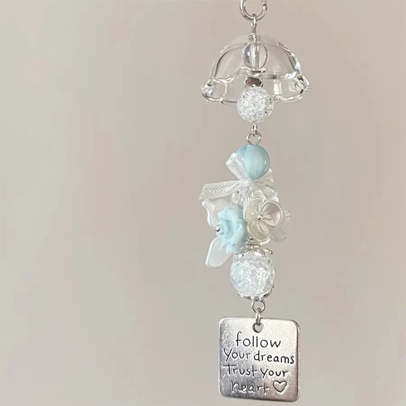 Transparent Wind Chime Keychain – Cute Kawaii Pendant for Mobile, Bag, and Home Decoration