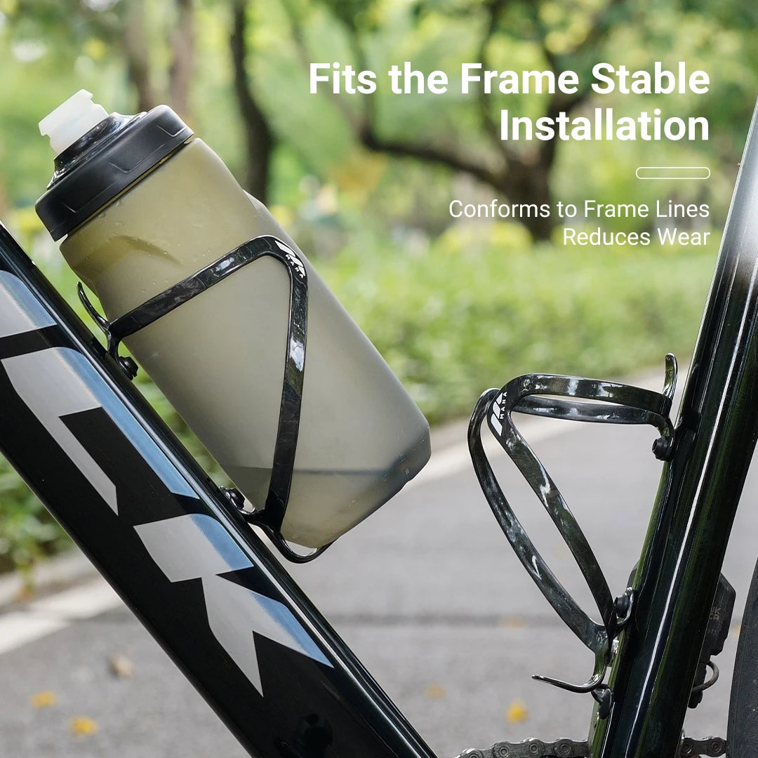 MANA 12g Marble-Pattern Carbon Fiber Bicycle Bottle Cage — Ultra-Light Full Carbon with Aluminum Alloy Screws for Road/MTB/Gravel