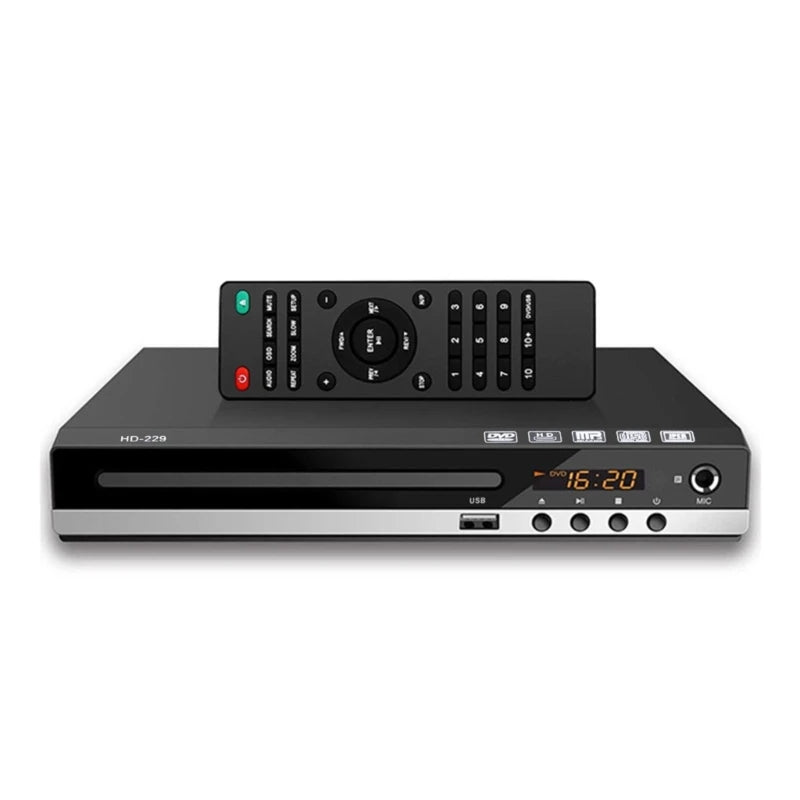 DVD Player VCD CD Multimedia Machine – HDMI-Compatible with AV Output, Remote Control & AV Cable