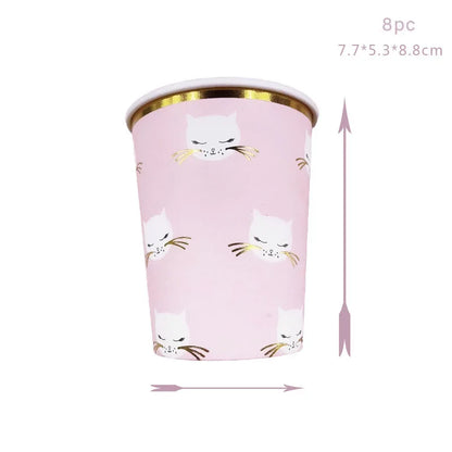 Cartoon Cat Shaped Paper Plates - Lovely Animal Plates for Kids' Birthday Party Decor, Disposable Cake and Dessert Plates