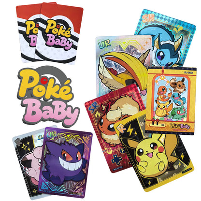 Holographic 59PCS Chibi PokeBaBy Pokemon Cards – DIY Cute Shiny 1996 Anime Collection with Gengar & Charizard