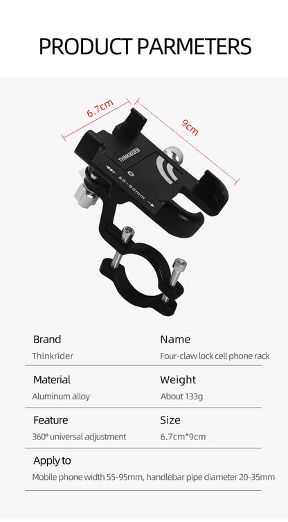 ThinkRider Anti-Vibration Bicycle Phone Mount for Mountain & Road Bikes – Navigation & Mobile Stand for E-Bikes