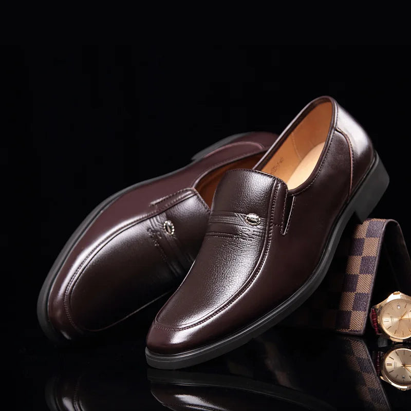 Men’s Leather Loafers - Luxury Formal Slip-On Moccasin Driving Shoes Breathable Black Plus Size 38-44