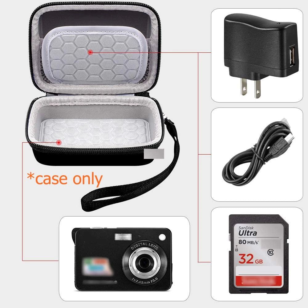AbergBest Protective Carrying Case for Digital Cameras – Fits 21MP HD, 2.7" LCD, Rechargeable Kodak Pixpro & Canon PowerShot