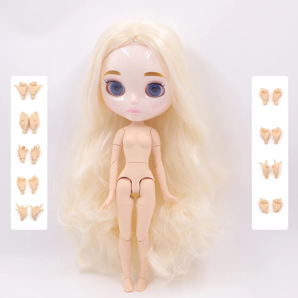 ICY DBS Blythe Doll 1/6 Joint Body 30cm BJD – Shiny Face with Extra Hands, DIY Fashion Doll Gift
