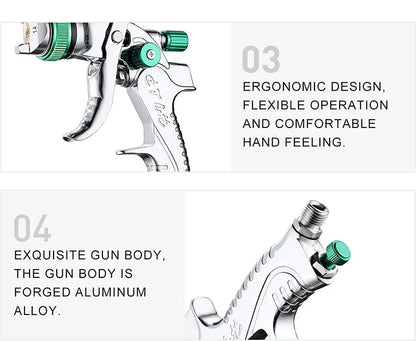 HVLP Professional Spray Gun – 1.4/1.7/2.0/2.5mm Steel Nozzle Gravity Gun for Car Paint | Portable DIY Spray Paint Kit