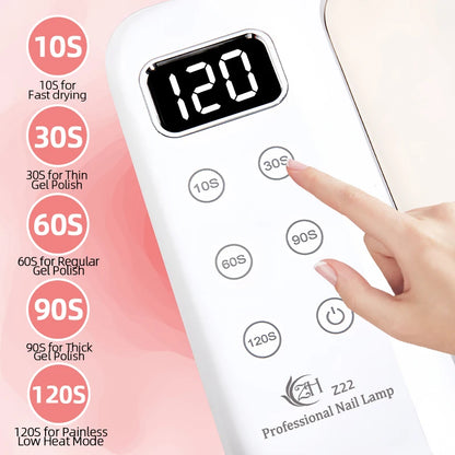 300W High-Power Nail Dryer Lamp with Hand Pillow – 63 LED UV Lamp for Press-On Nails & Gel Curing Machine