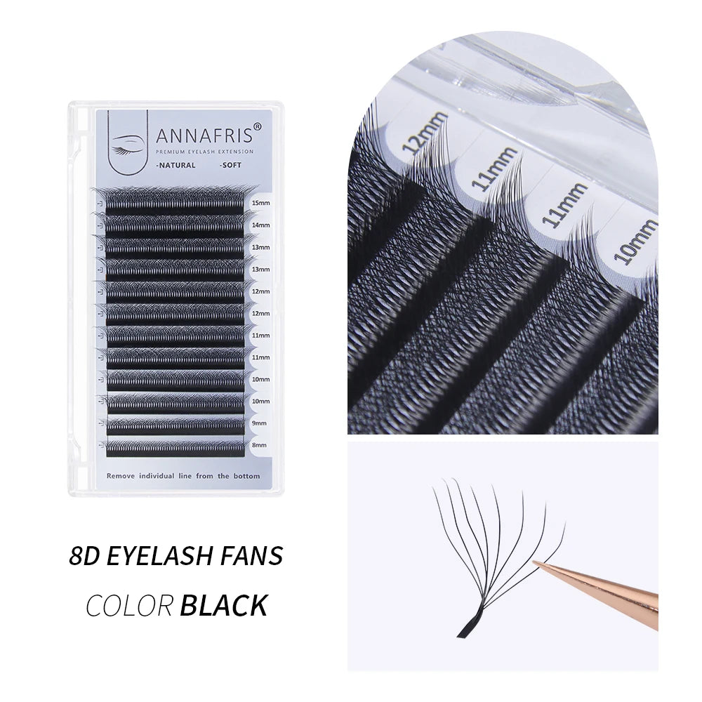 ANNAFRIS Premade Volume Lash Fans – YY 3D 4D 5D W-Shaped Automatic Flowering Mink Eyelash Extensions, Soft & Dense
