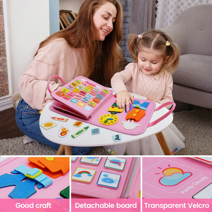 Montessori Toddler Busy Board – Educational Activity for Basic Dress Motor Skills, Baby Learning Toy for Travel