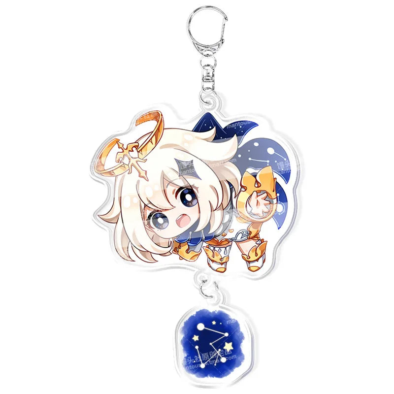 Genshin Impact Keychain – Acrylic Figure & Metal Holder Key Ring for Kids, Girls & Men