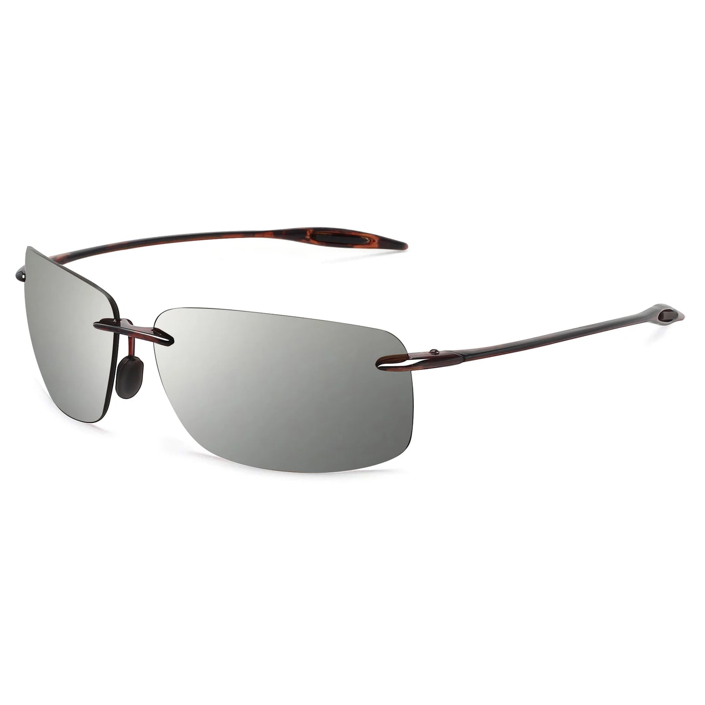 JULI Polarized Classic Sports Rimless Sunglasses – Ultralight Rectangle Frame for Men, Ideal for Fishing, Driving, UV400 Protection, Model MJ8009