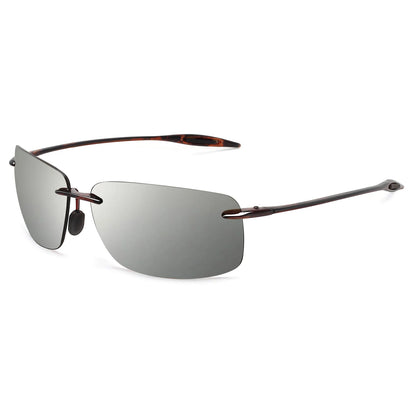 JULI Polarized Classic Sports Rimless Sunglasses – Ultralight Rectangle Frame for Men, Ideal for Fishing, Driving, UV400 Protection, Model MJ8009