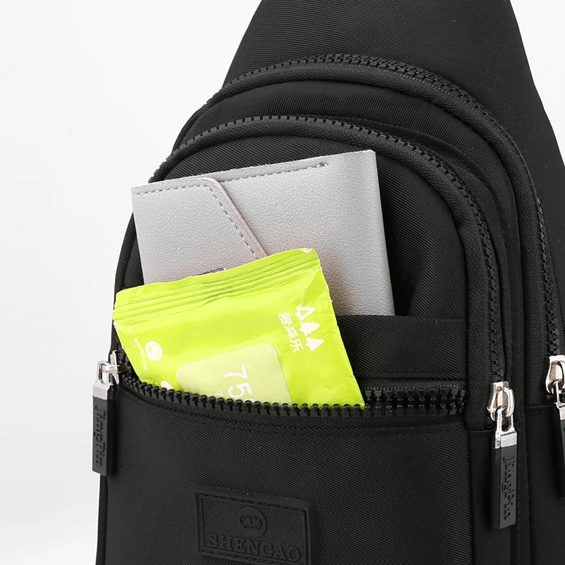 Women's Pure Color Nylon Chest Bag – Casual Shoulder & Crossbody Bag, Fashionable High-Quality Female Bag