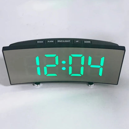Noiseless LED Mirror Alarm Clock — Large Digital Display Silent Electronic Clock