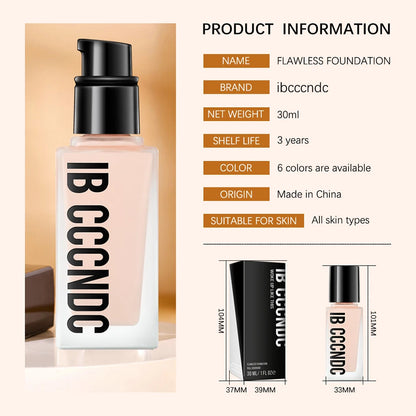 Flawless All-Day Waterproof Concealer & Foundation – 6-Color Full Coverage Moisturizing Makeup for Women