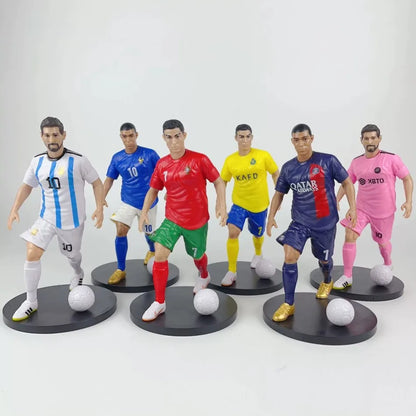 Football Star Action Figures – C. Ronaldo, Messi, Mbappe Cartoon Model Dolls Car Accessories Gifts (1-5pcs)
