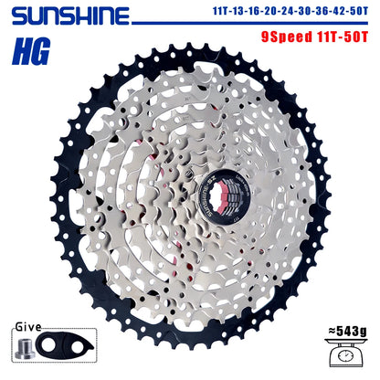 SUNSHINE Bicycle Cassette 8-12 Speed Freewheel - 32T to 52T Sprocket for Shimano/SRAM HG Flywheel