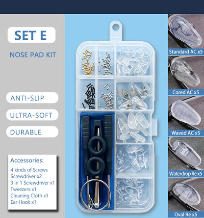 Silicone Air Chamber Nose Pads for Glasses | Anti-Slip Screw-In Eyewear Support & Accessories Kit