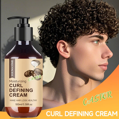 Men’s Castor Oil Curling Cream 100ml - Rosemary & Peppermint Curl Control Hair Styling Cream