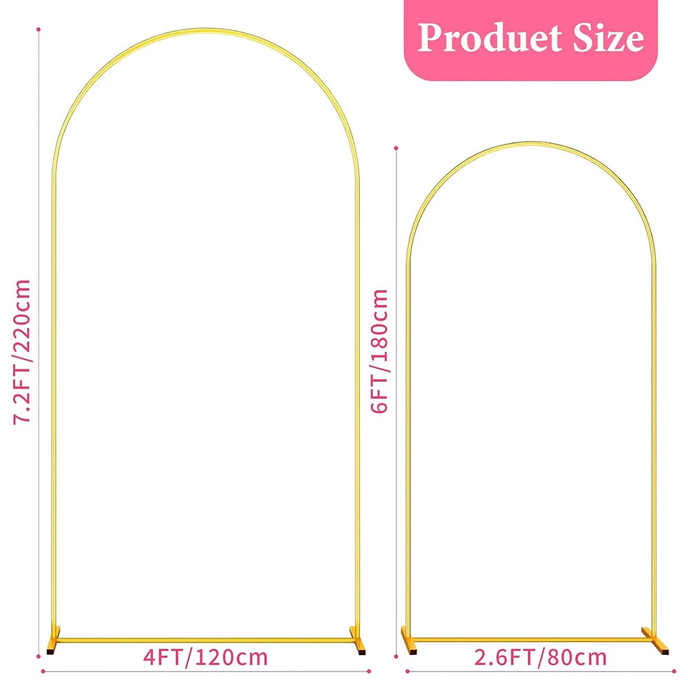 Metal Gold Wedding Arch Stand – 3.9FT/5.9FT/7.2FT Backdrop for Ceremony, Birthday & Baby Shower