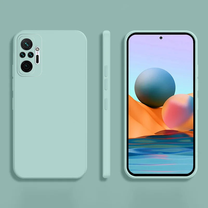 Square Liquid Silicone Phone Case for Xiaomi Redmi Note 10 Pro Max / 10S / 10T 5G Soft Shockproof Protective Cover