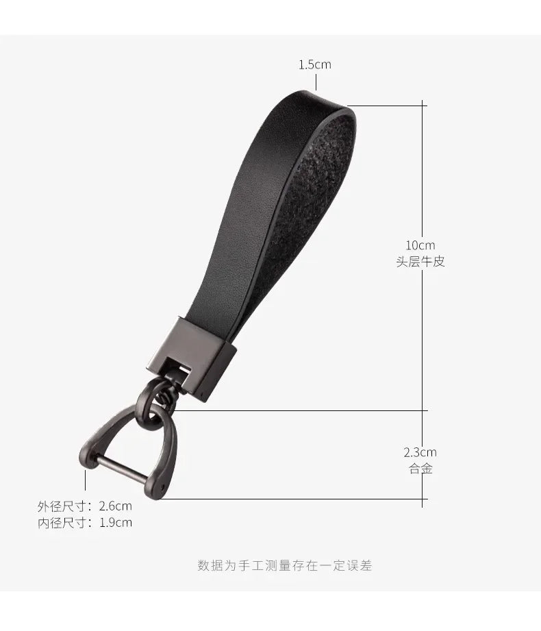 Luxury Genuine Leather Car Keychain – Pure Color Buckle Key Ring, Stylish Car Accessory Gift
