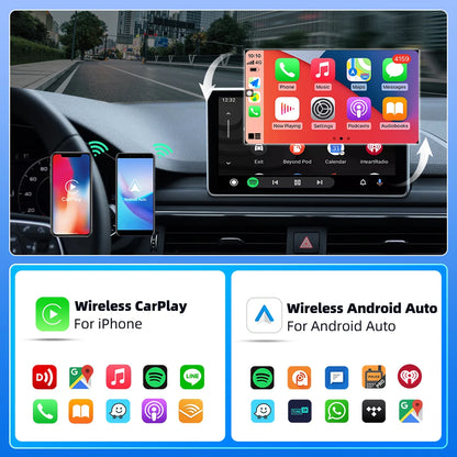 EKIY 2-in-1 Wireless CarPlay & Android Auto Adapter — AI Smart Box for Cars with Wired CarPlay Support