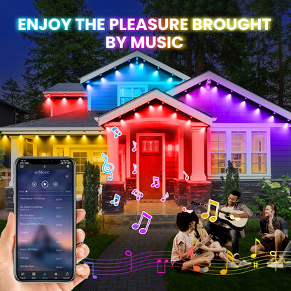 High-Brightness Outdoor Eaves LED Light – 24V Waterproof RGBCCT, Bluetooth APP Control, Christmas String Lights