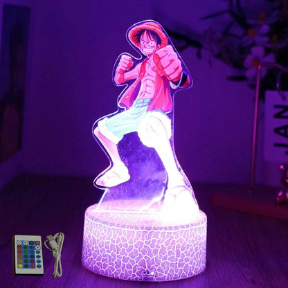 One Piece Luffy Zoro Action Figures 3D LED Lamp – Anime PVC Model Toy Night Light for Kids & Christmas Gift