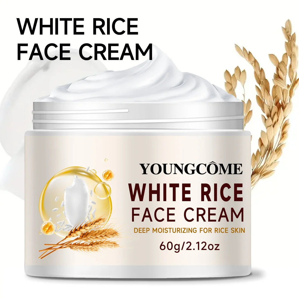 YOUNGCOME Rice Water Face Cream – Hydrating Moisturizer for Dry & Rough Skin, Improves Skin Texture & Smooths Complexion Skincare Cream