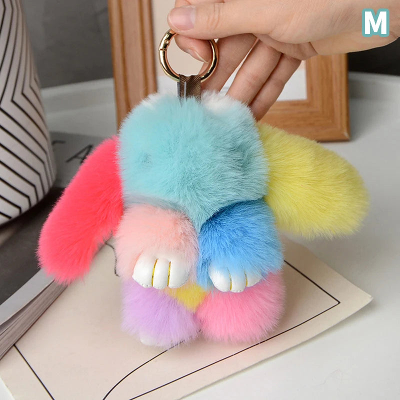15cm Rabbit Fur Keychain - Soft Bag & Car Pendant Charm for Women, Jewelry Accessory Gift