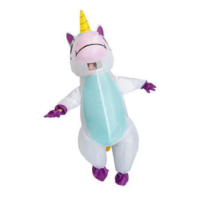 Pink Inflatable Unicorn Costume – Full-Body Anime Cosplay with Blower for Adults, Funny Party & Halloween