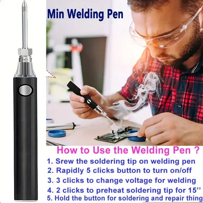 Portable Electric Soldering Iron Kit — 650/1100mAh Battery, 510 Thread Heat Tips, Electronic Welding Repair Tool