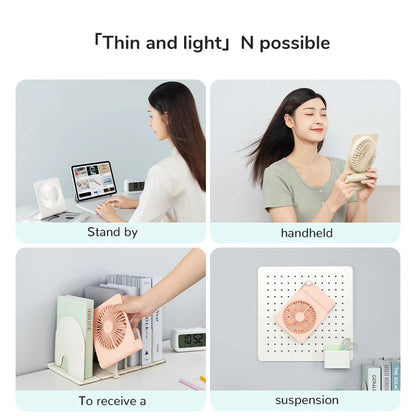 JISULIFE Mini Portable Fan - USB Rechargeable Quiet Foldable Desktop & Hanging Cooling Fan