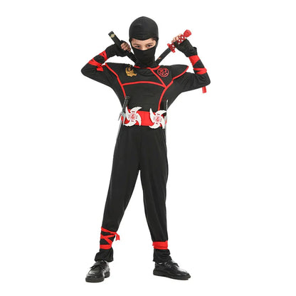 Kids Black Ninja Costume Set — Anime Samurai Outfit with Mask & Fighting Toy for Holidays & Gifts