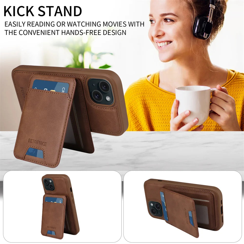 BETOPNICE 2-in-1 Magnetic Leather Wallet Case – Detachable Card Holder for iPhone 11 to 16 Pro Max & 16 Plus