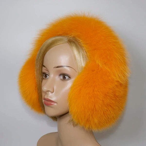 Real Fox & Raccoon Fur Earmuffs – Warm Winter Ear Warmer for Women and Girls, Plush Genuine Fur Accessory