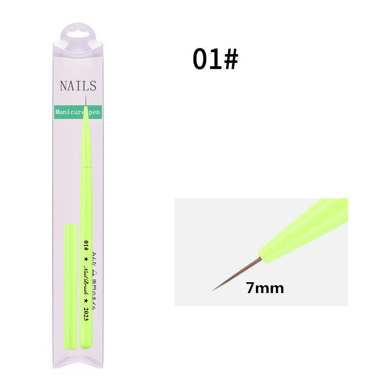 Green Nail Art Brush - Gel Polish, Acrylic, UV Extension & Nail Painting Detail Brush