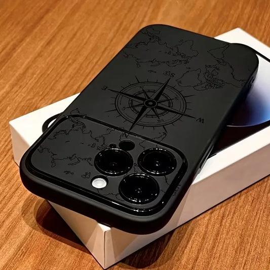 Compass Pattern iPhone Case - Creative Shockproof Soft Protective Cover for iPhone Models
