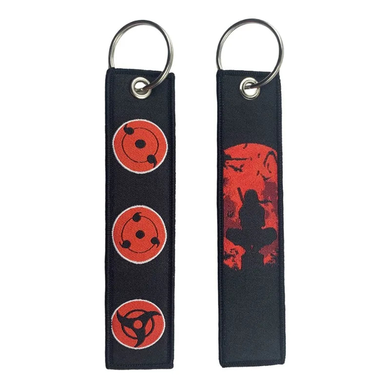 Naruto Itachi Keychain — Anime Embroidery Key Fob for Men, Cartoon Motorcycle & Car Keys, Backpack Pendant Gift