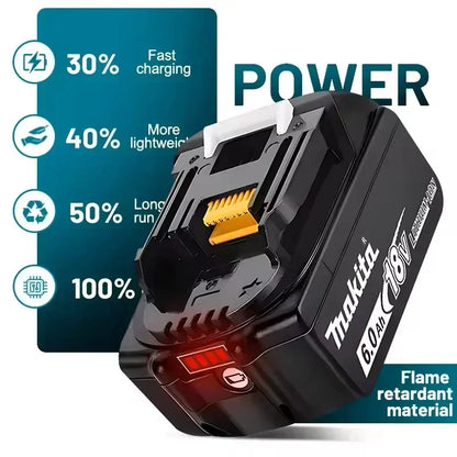 Genuine Makita 6AH BL1860 18V Li-Ion Battery — Replacement for BL1850 & BL1840, Compatible with 18V Screwdrivers, BMS TPCELL