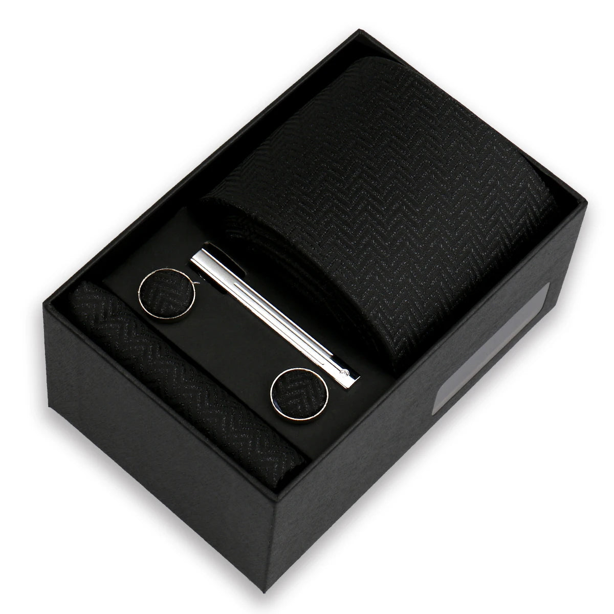 Men's Tie & Cufflink Gift Set - 8cm Necktie Handkerchief Clip Box for Formal Business Suits