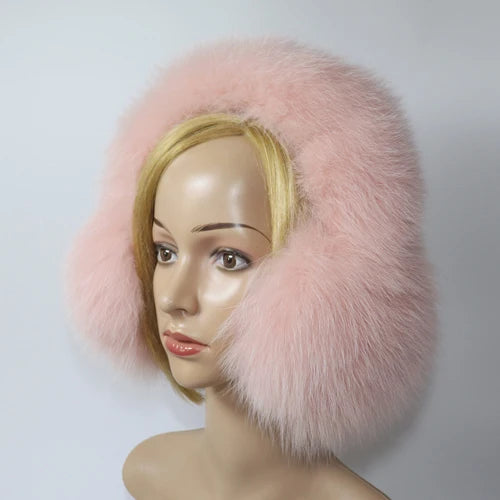 Real Fox & Raccoon Fur Earmuffs – Warm Winter Ear Warmer for Women and Girls, Plush Genuine Fur Accessory
