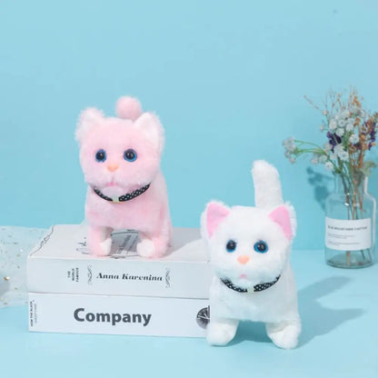 Electronic Voice Control Robot Cat Toy - Walking Plush Meowing Simulation for Kids