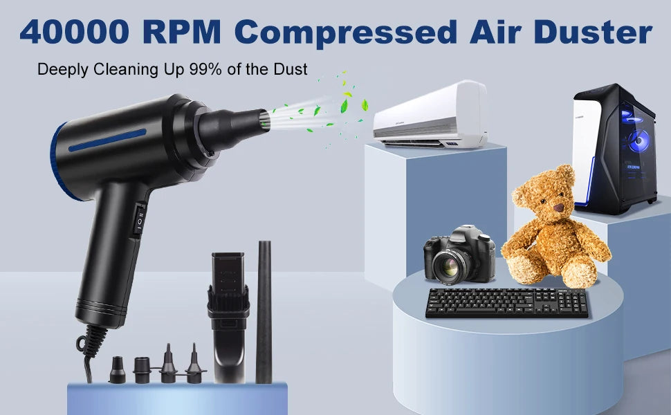 500W Electric Air Duster – Powerful Air Blower for PC, Computer, Keyboard Cleaning | Replaces Compressed Air Spray
